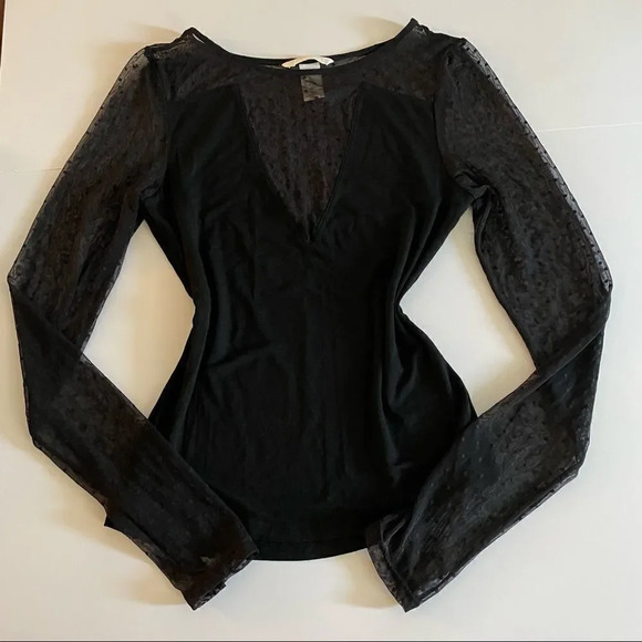 h&m long sleeve mesh polka dot top - Picture 1 of 13